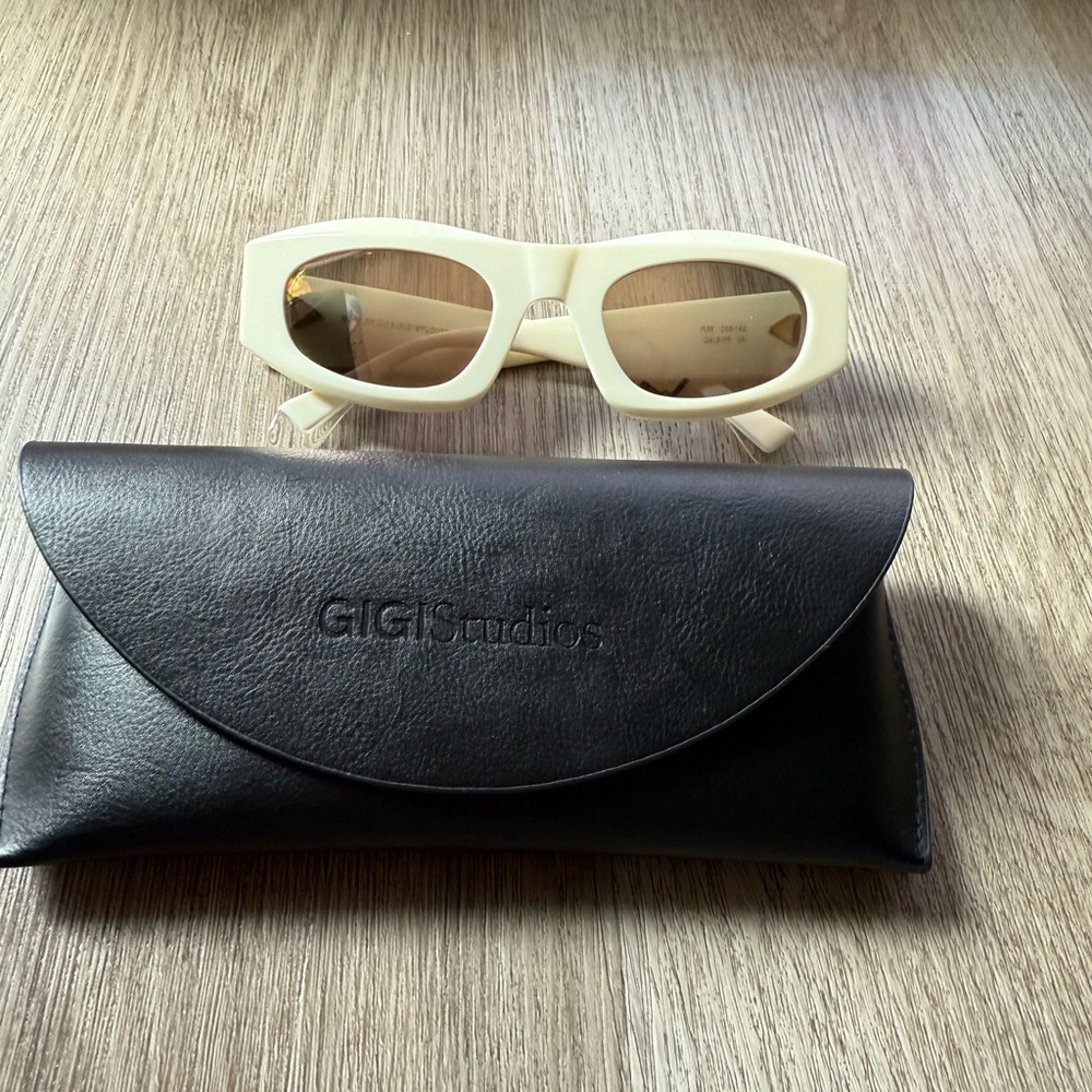 gigi studios x el silencio white ray square modern mirrored sunglasses eyewear
